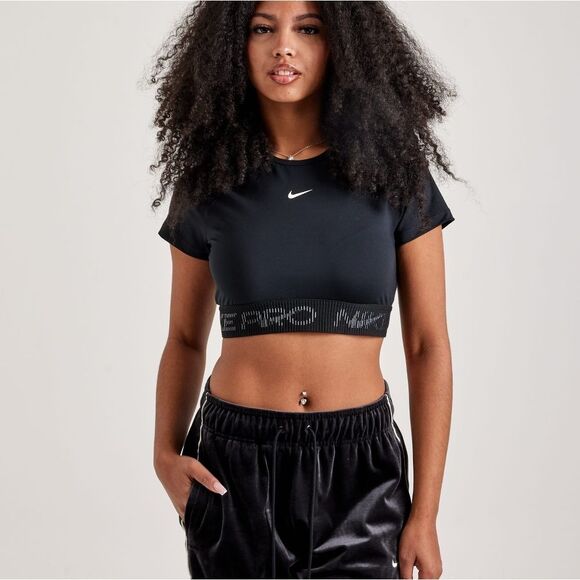 Nike Pro Dri-FIT Short-Sleeve Cropped Top Gym T-Shirt Women's XS New HM6369-010 - Picture 5 of 15